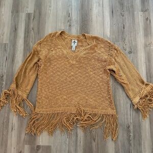 Gold Western Fringe Sweater